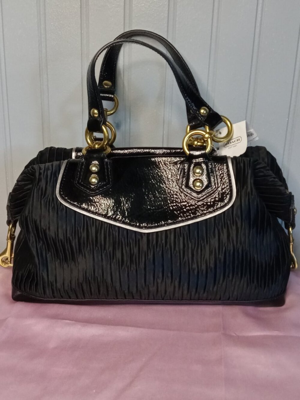 Coach Ashley Gathered Satin Carryall - Picture 3 of 9